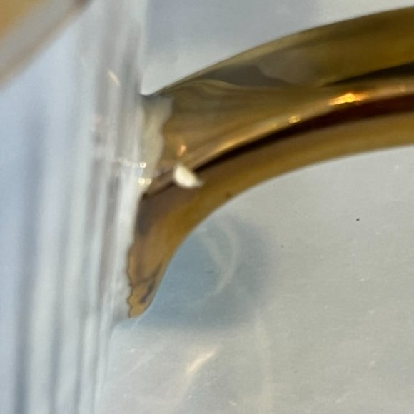 Anthropologie Home "Yours & Mine" Ceramic Cup Mug Ivory Blue Gold Set 2 Flaw - Picture 15 of 16